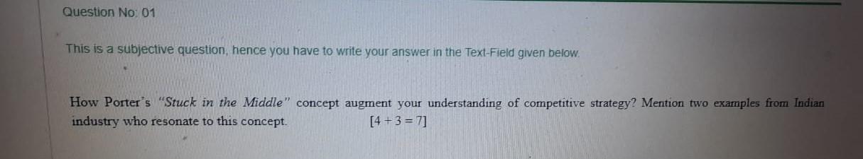 undefined Question No: 01 This is a subjective