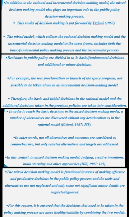 Analyse one of the policies of Turkey or other