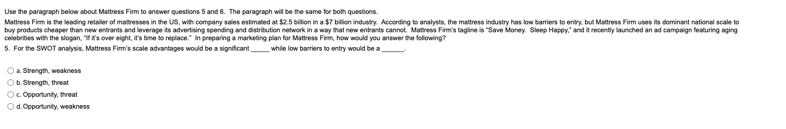 Use the paragraph below about Mattress Firm to