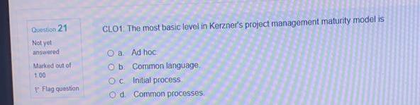 Question 21 CLO1. The most basic level in