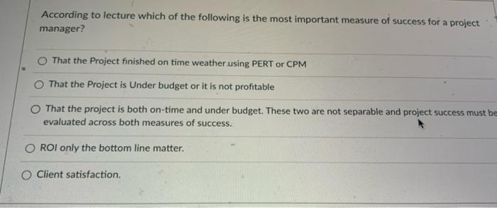 According to lecture which of the following is