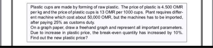 price of cup: 0.013 Plastic cups are made by