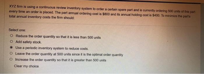 what is answer ?? XYZ firm is using a continuous