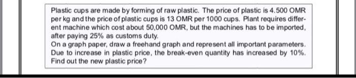 price of cup: 0.013 Plastic cups are made by