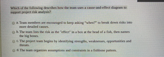 Which of the following describes how the team