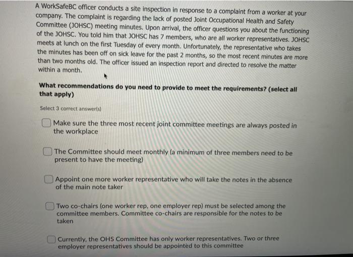 A WorkSafeBC officer conducts a site inspection