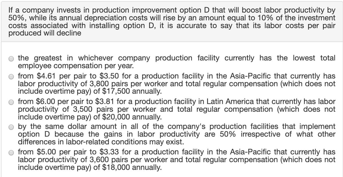 If a company invests in production improvement