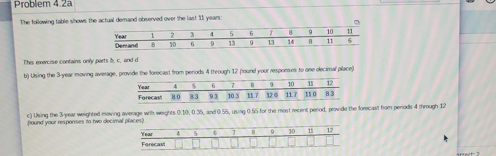 Problem 4.2a The following table shows the actual