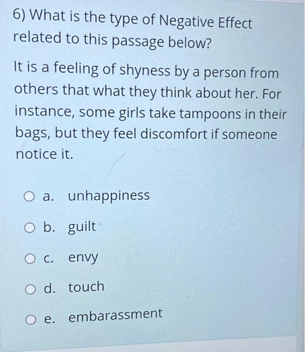 6) What is the type of Negative Effect related to