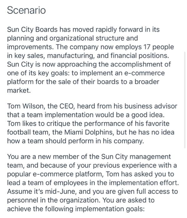 Please follow instructions. Scenario Sun City