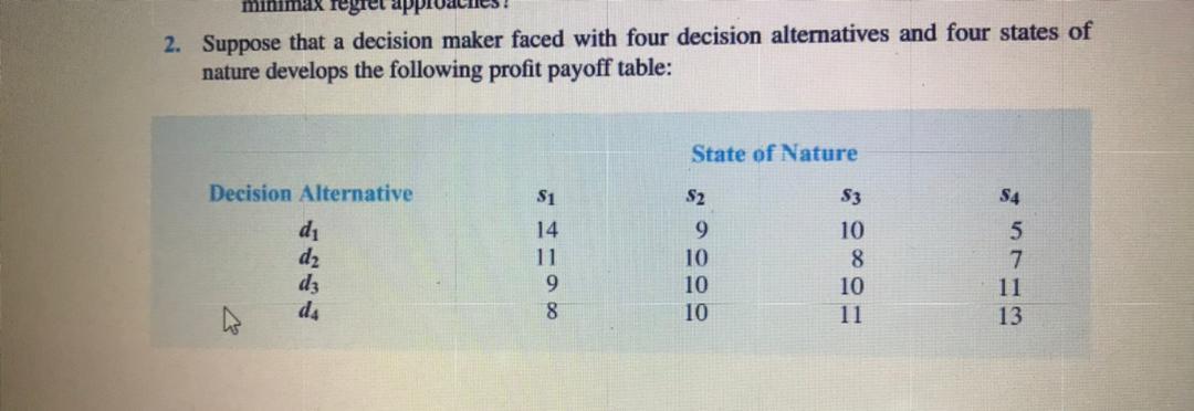 suppose that a decision maker with four decision