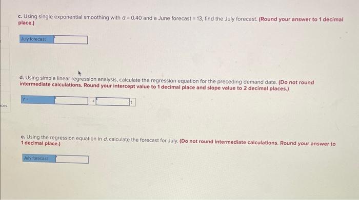 Historical demand for a product is a. Using a