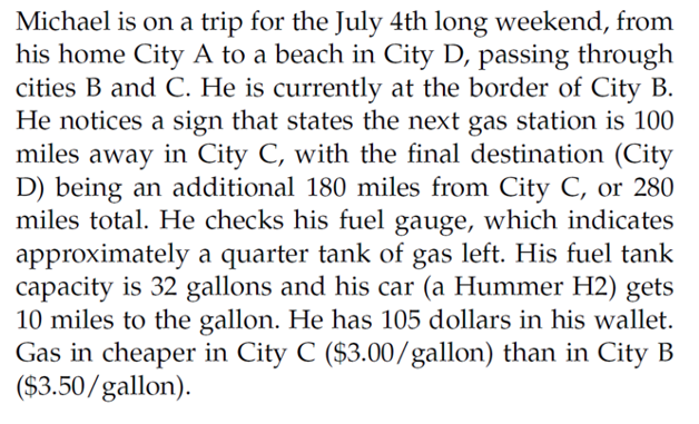 1. Assume for the travel case discussed during