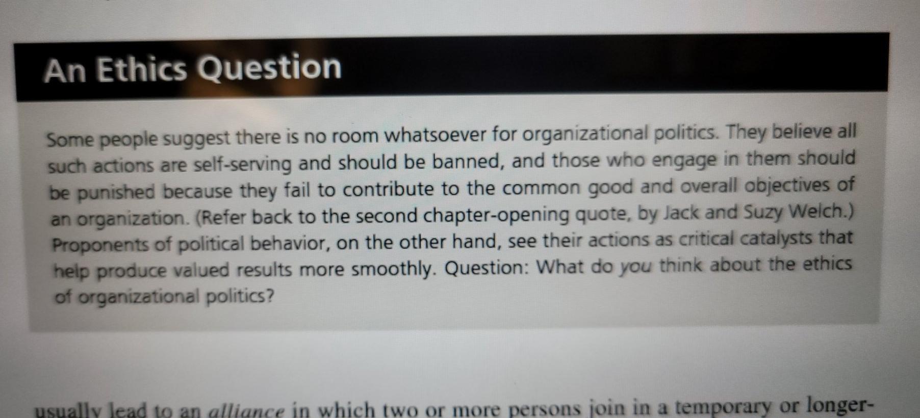 An Ethics Question Some people suggest there is