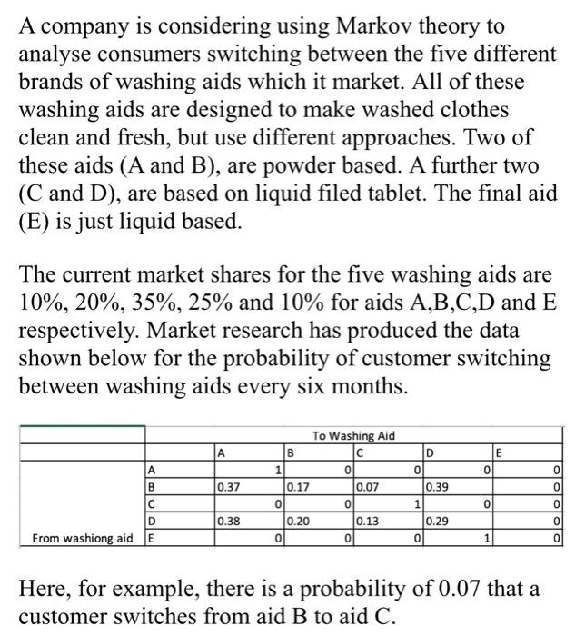 A company is considering using Markov theory to