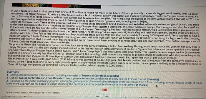 In 2014 Tesco unveiled its first profit from