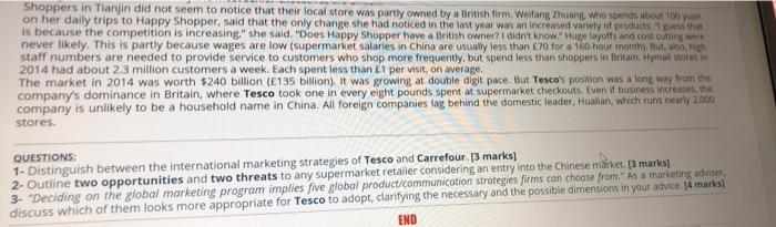 case In 2014 Tesco unveiled its first profit from