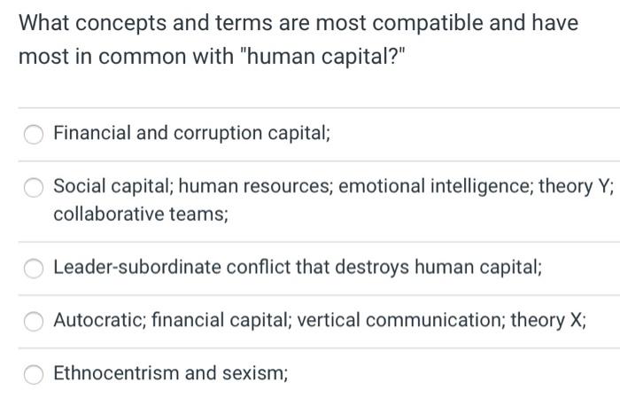 What concepts and terms are most compatible and