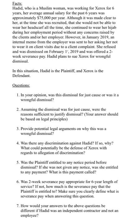 Please answer 5th and 7th question:) Facts: