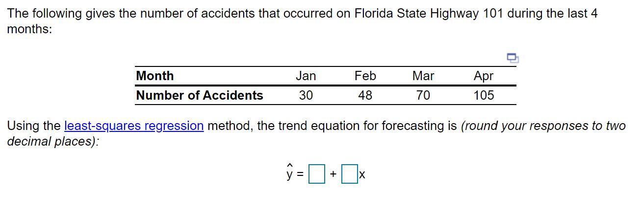 The following gives the number of accidents that