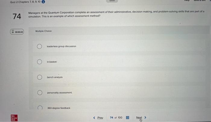 Managers at the Quantum Corporation complete an