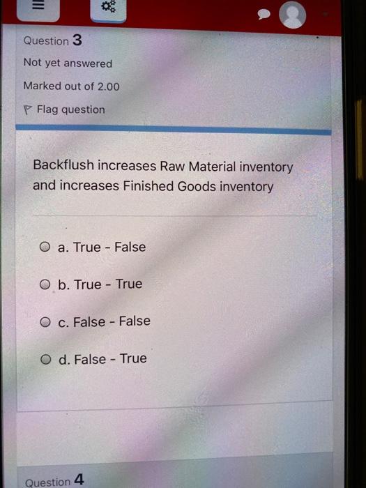 TII Question 3 Not yet answered Marked out of