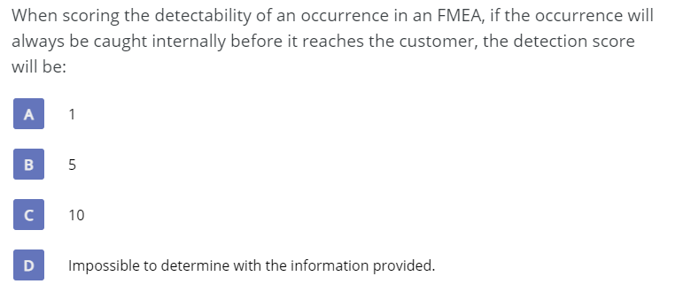 When scoring the detectability of an occurrence