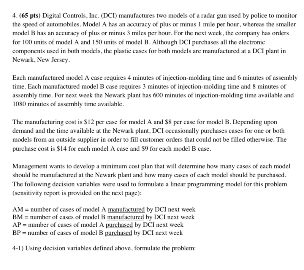 4. (65 pts) Digital Controls, Inc. (DCI)