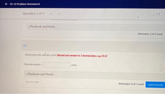 + Ch 12 Problem Homework .../1 Question 2 of 7