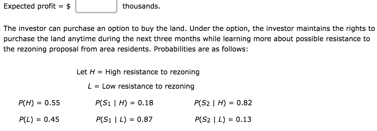 A real estate investor has the opportunity to