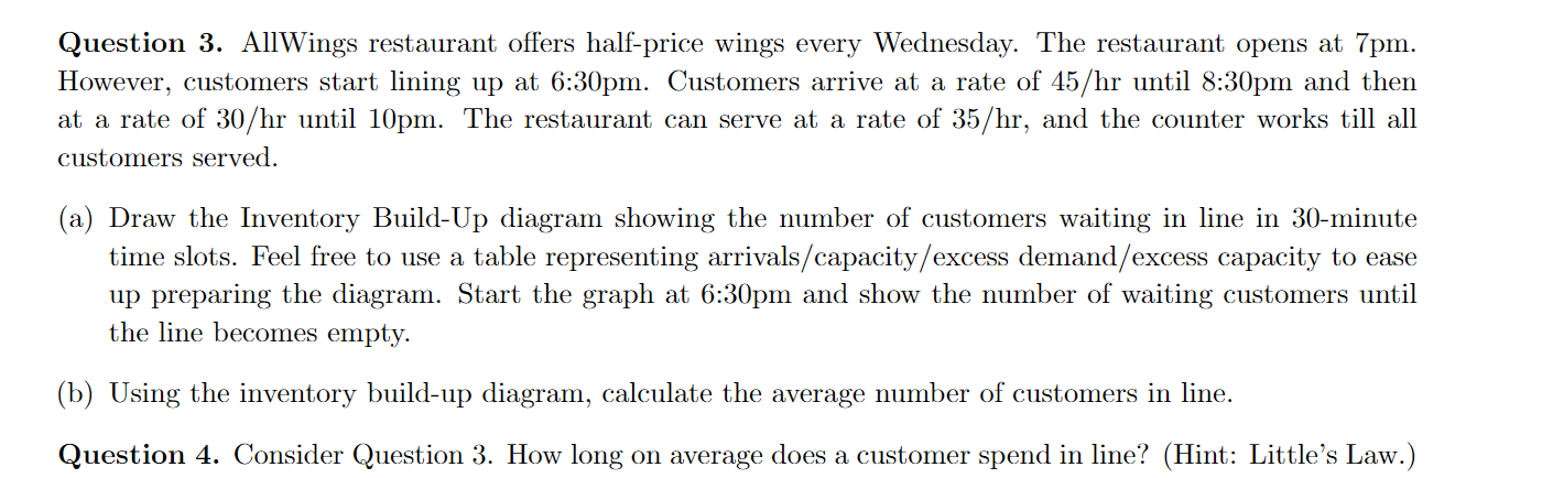 Question 3. AllWings restaurant offers half-price
