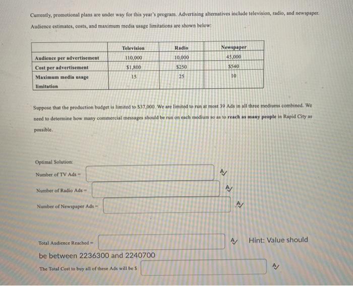 Currently, promotional plans are under way for