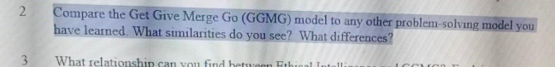 2 Compare the Get Give Merge Go (GGMG) model to