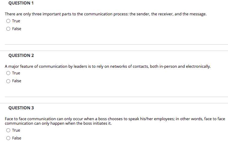 QUESTION 1 There are only three important parts