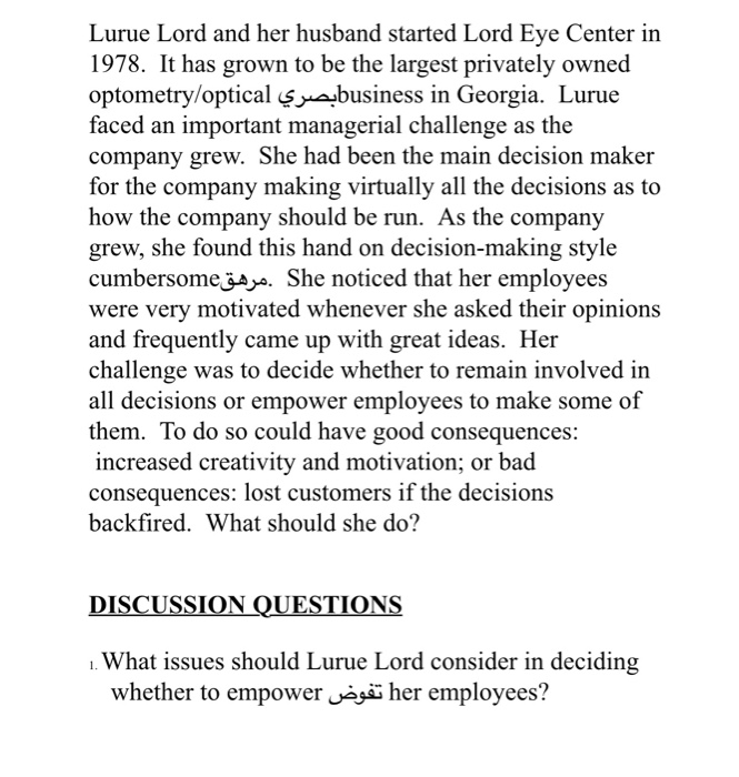 Lurue Lord and her husband started Lord Eye