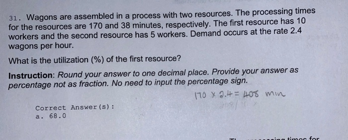 31. Wagons are assembled in a process with two