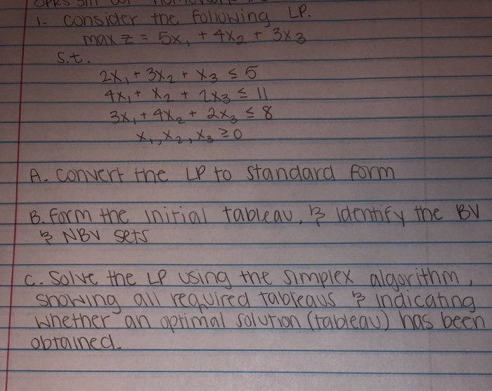 operations research problem consider the