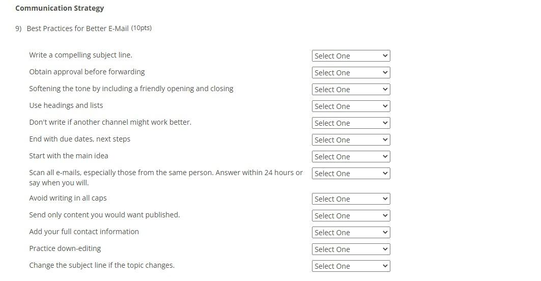 Communication Strategy 9) Best Practices for