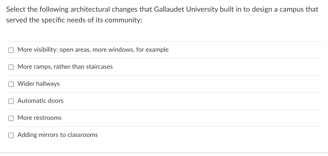 Select the following architectural changes that