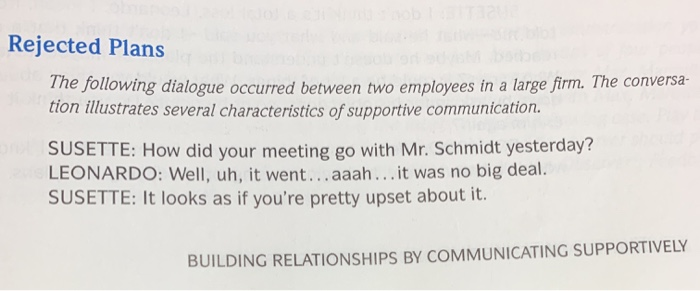 Rejected Plans he following dialogue occurred