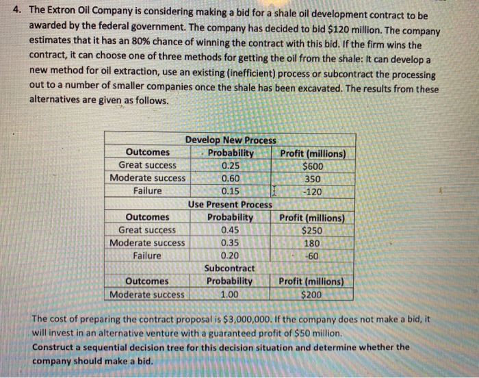 please help me 4. The Extron Oil Company is