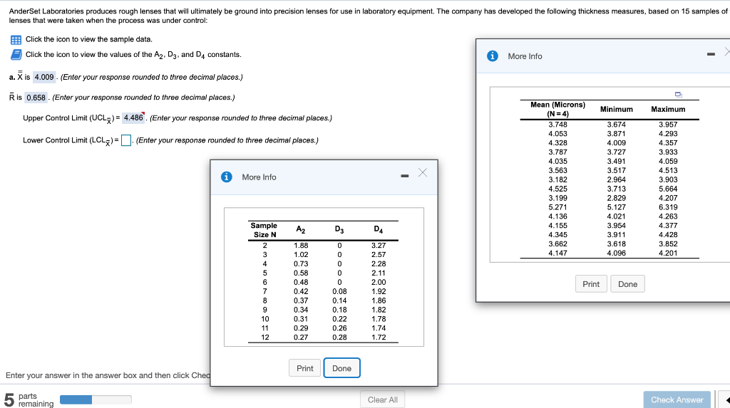 Calculate the lower control limit. AnderSet