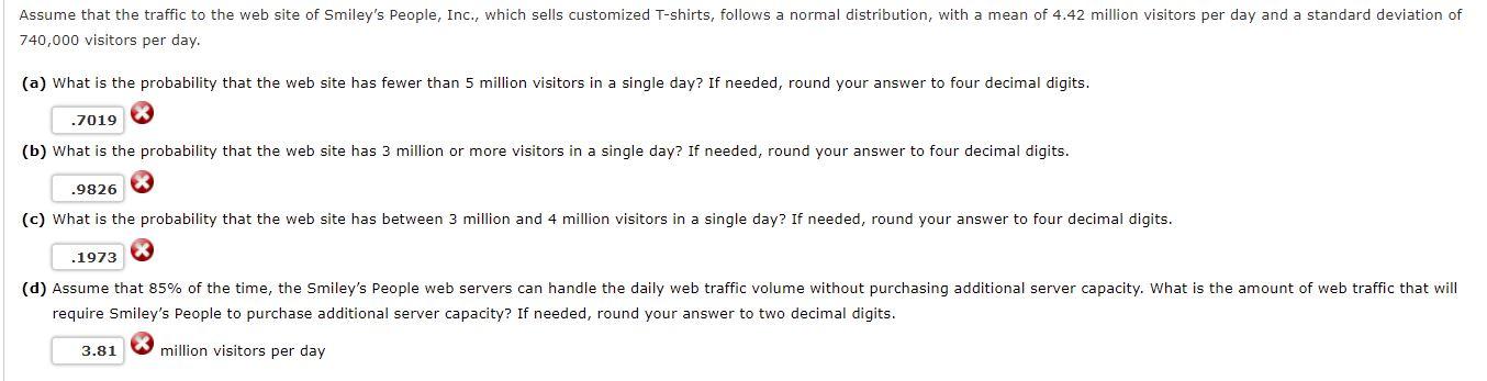 Assume that the traffic to the web site of