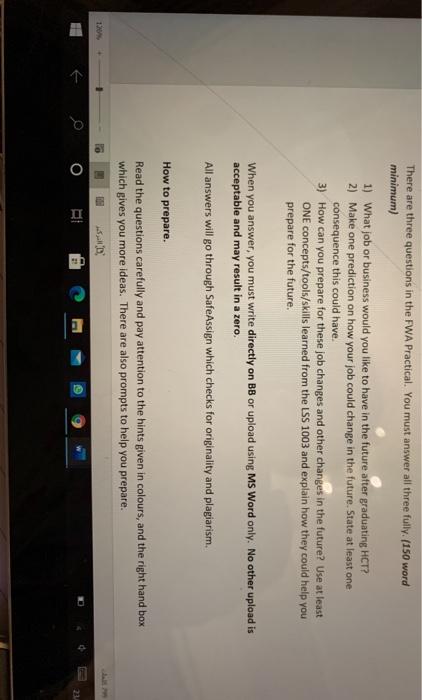 There are three questions in the FWA Practical.