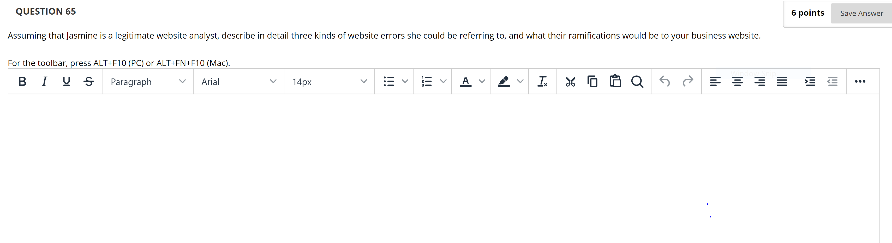 QUESTION 65 6 points Save Answer Assuming that