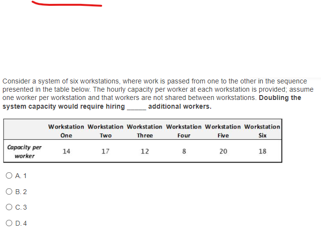 Consider a system of six workstations, where work