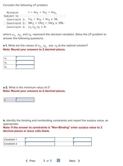 Consider the following LP problem.