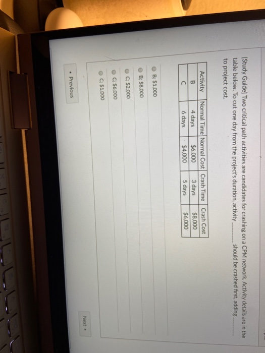 [Study Guide] Two critical path activities are