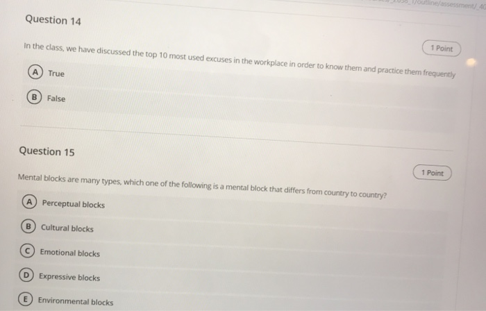 ouers Question 14 In the class, we have discussed