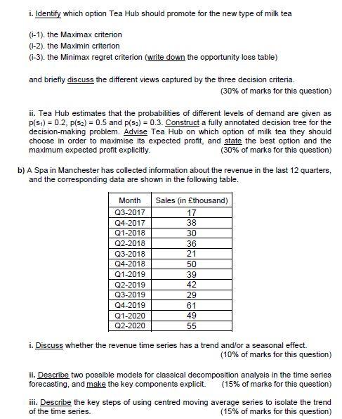 4. a) Tea Hub is a local milk tea shop in